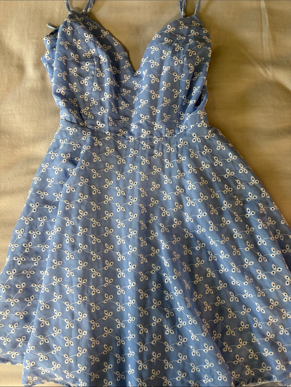 Windsor Blue Eyelet Sweetheart Mini Dress